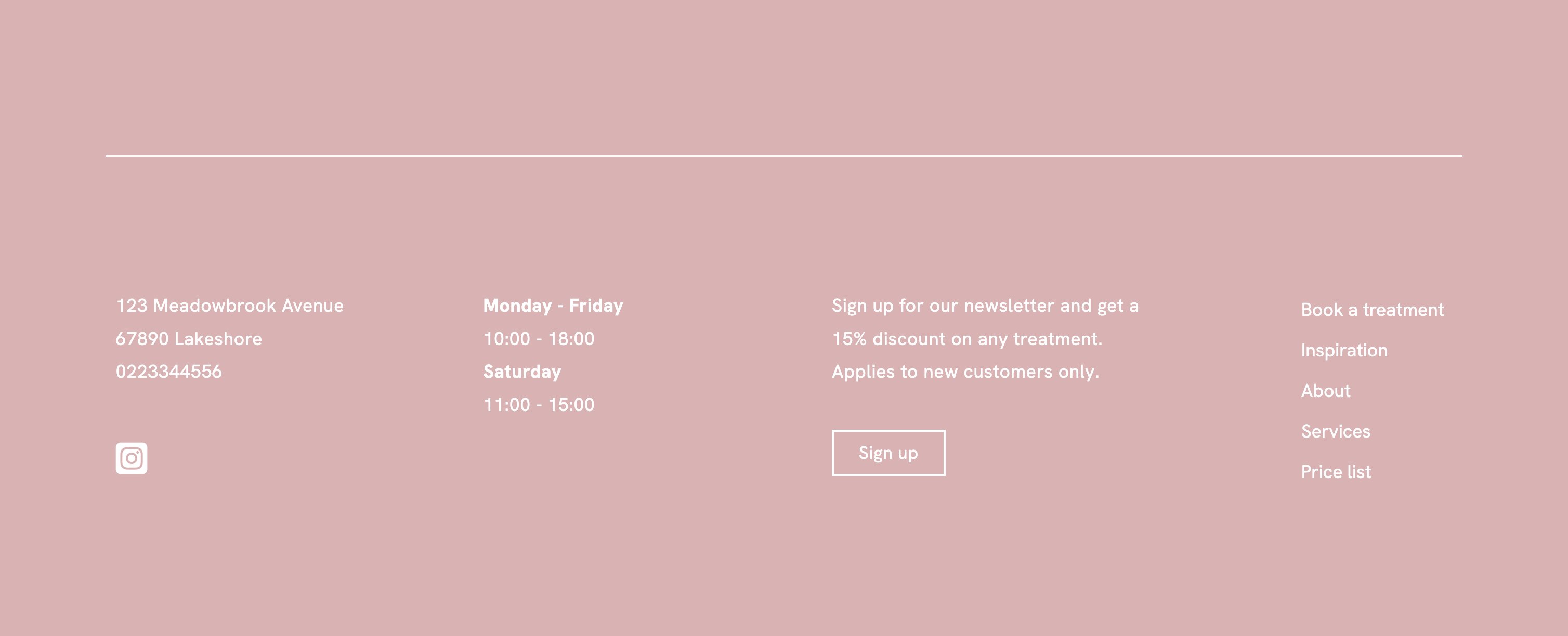 Footer example for Portfoliobox website