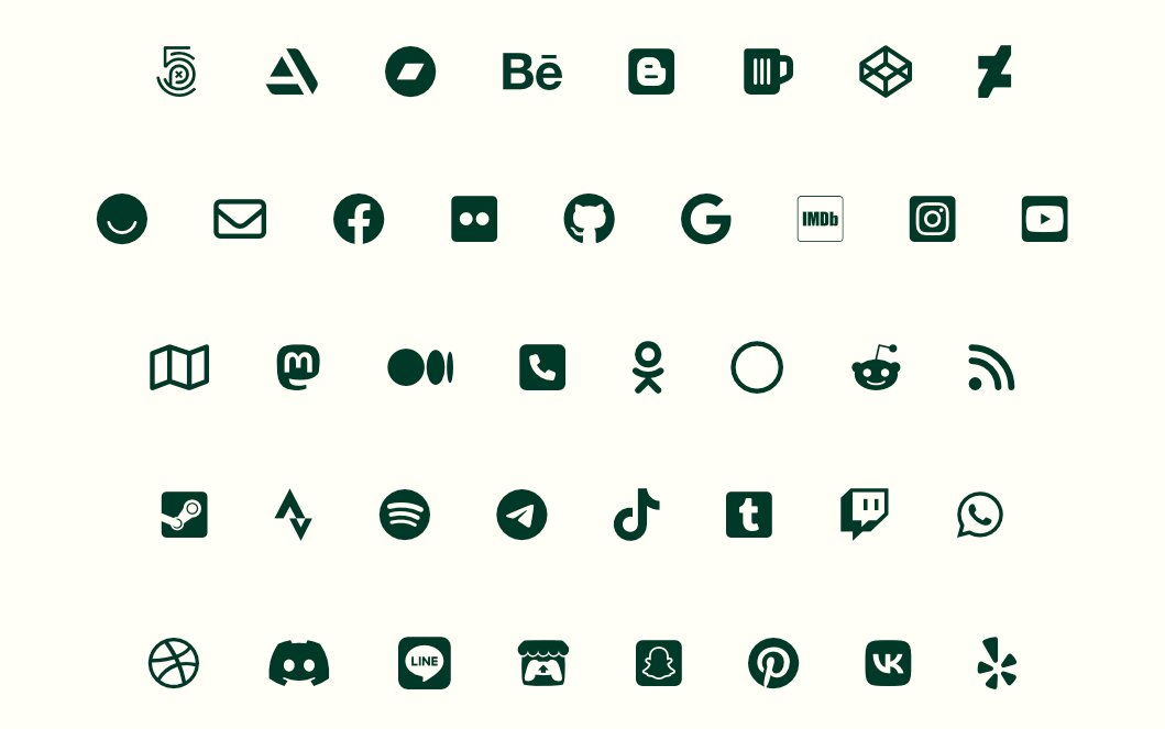 social media icons available at Portfoliobox