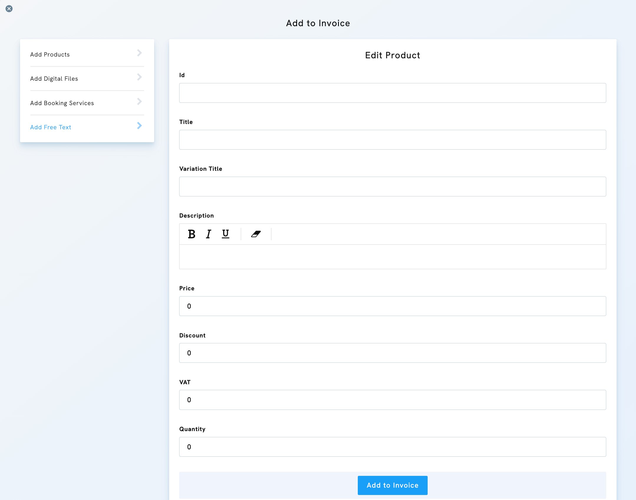 Client invoices directly from your Portfoliobox admin panel