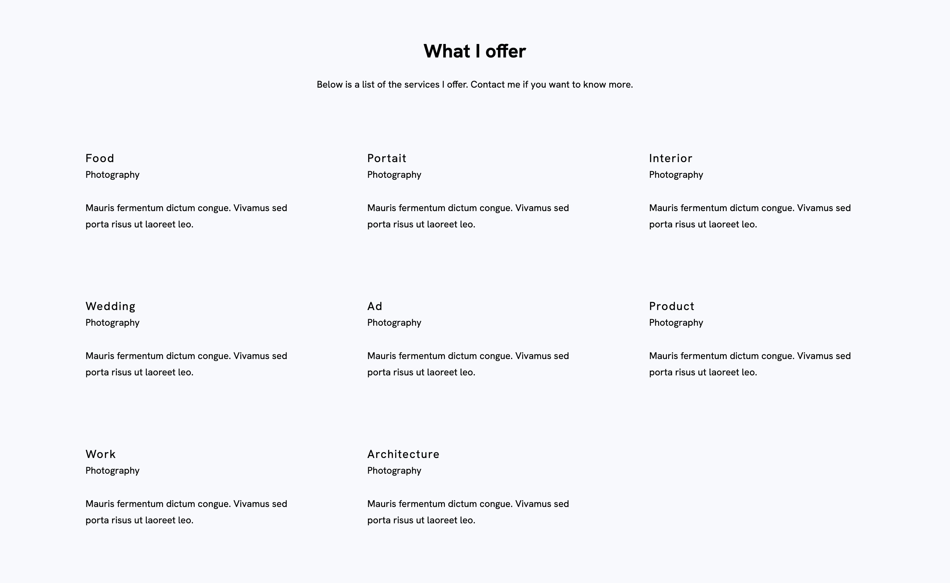 Services Text Template Portfoliobox