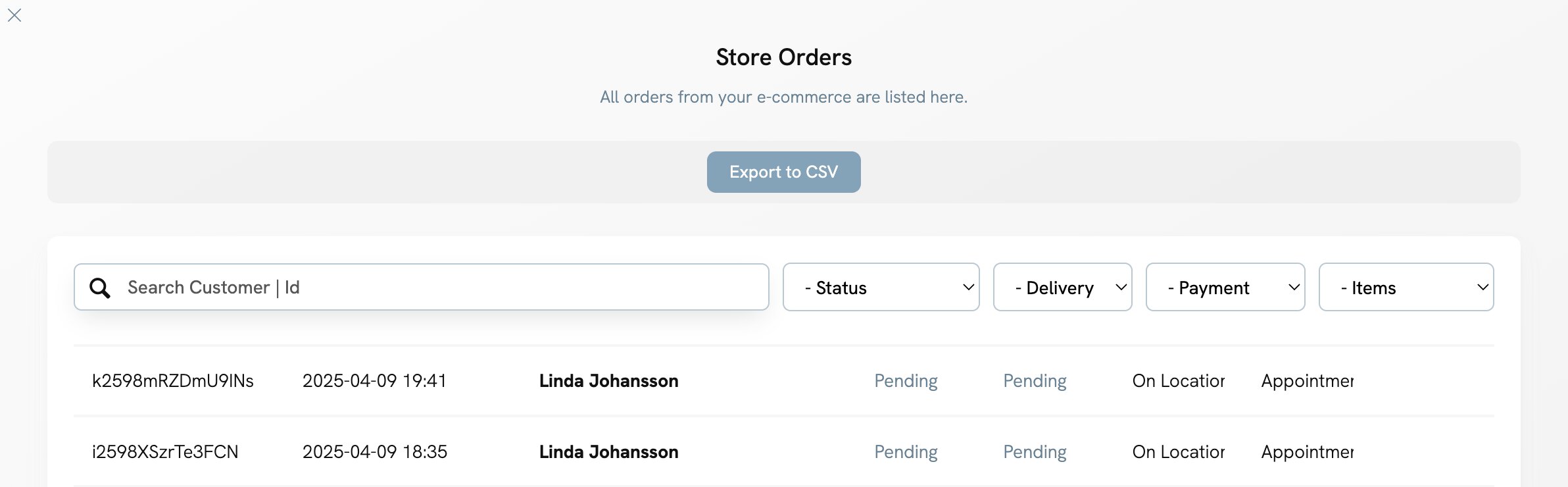 Export your orders in a CSV file with Portfoliobox