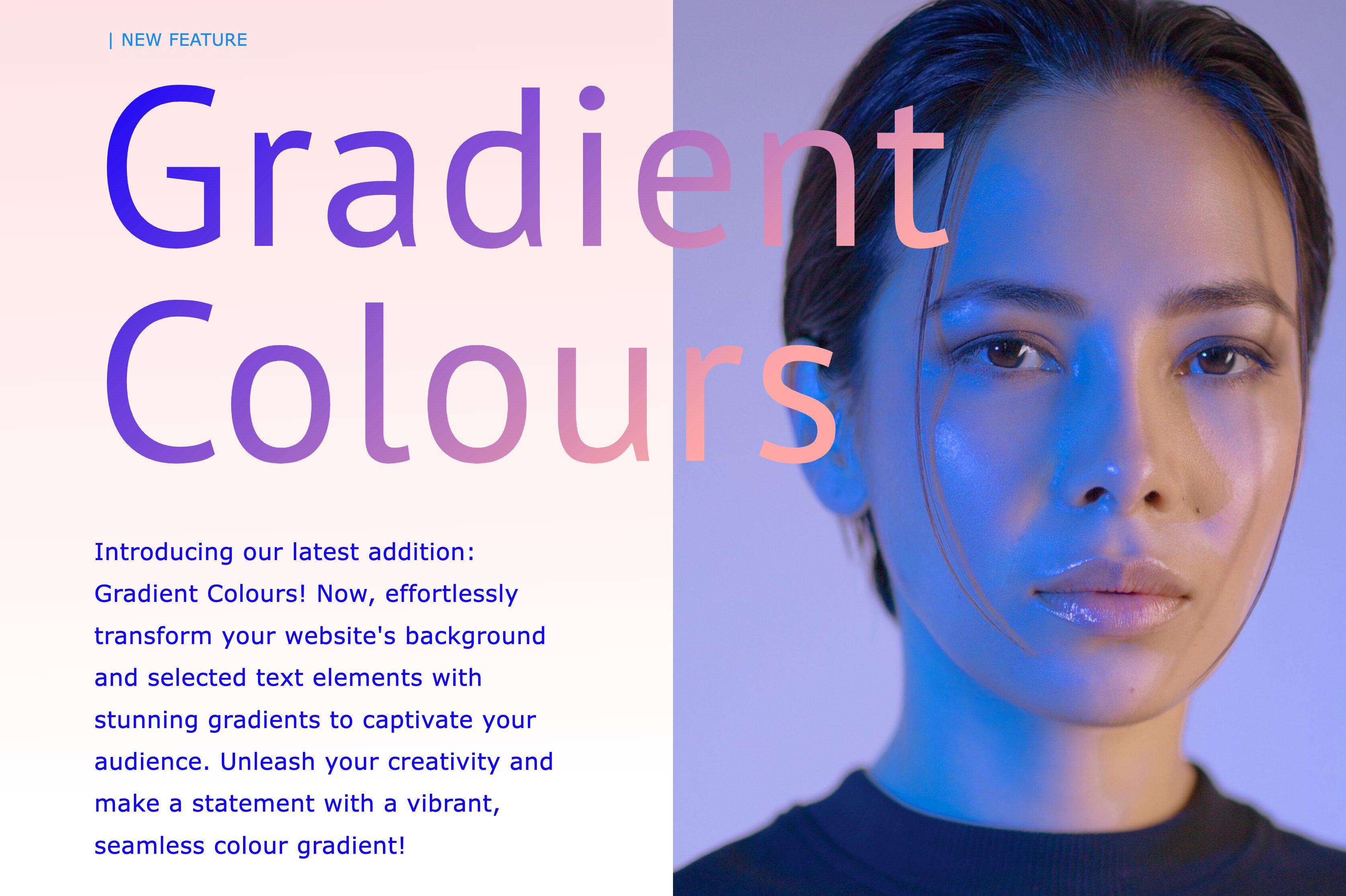 Gradient colours for background and selected texts for your Portfoliobox website