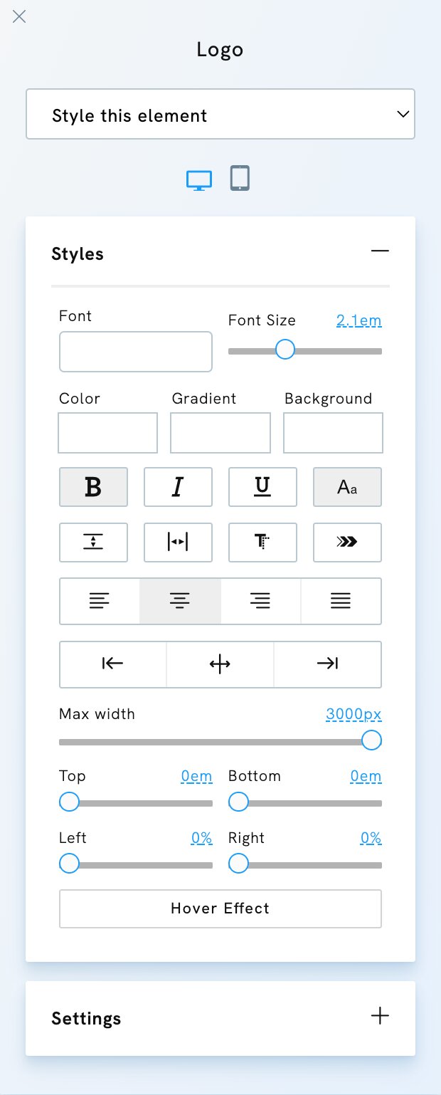 Style your logo in Portfoliobox 