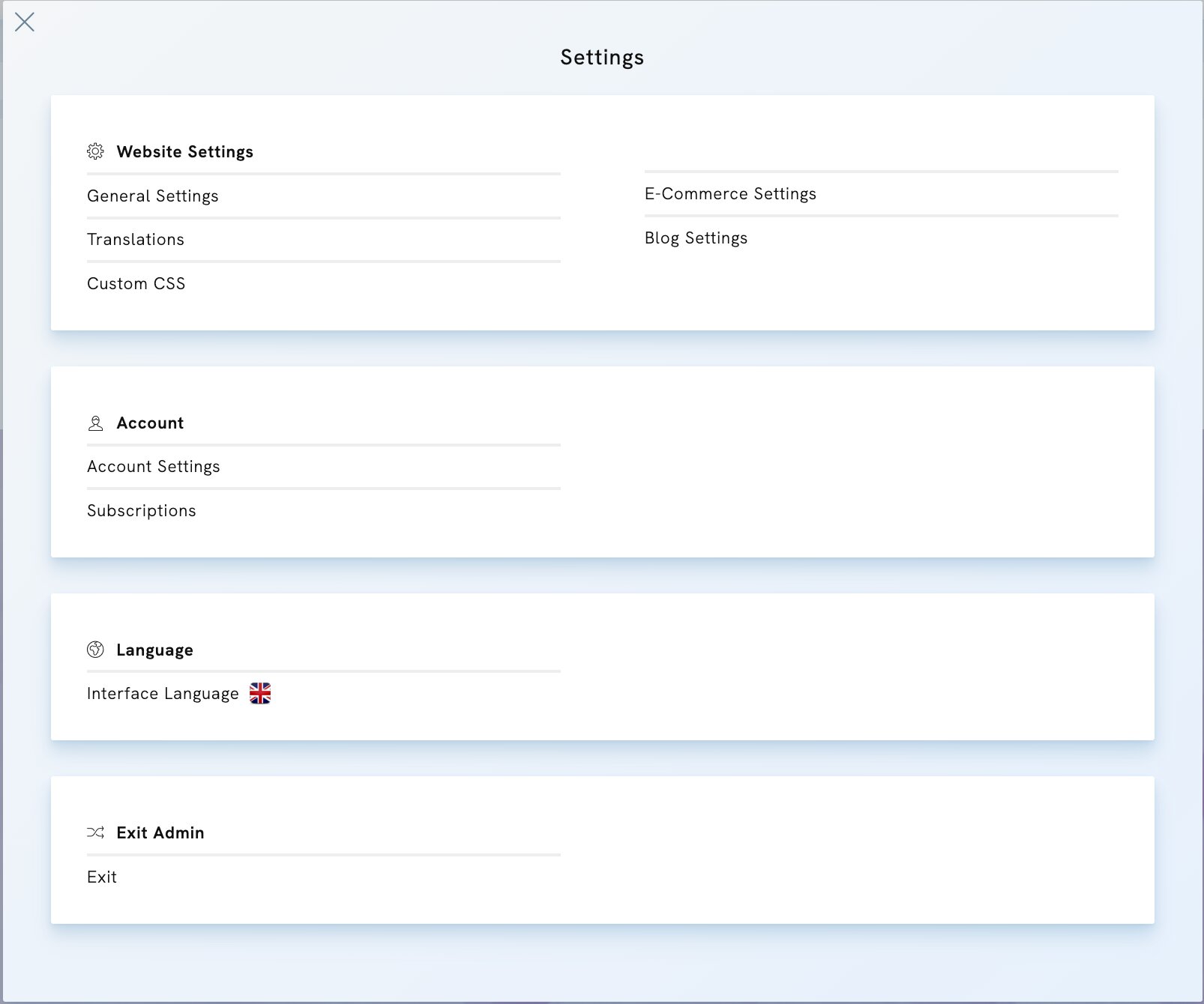 Portfoliobox Website Settings Overview
