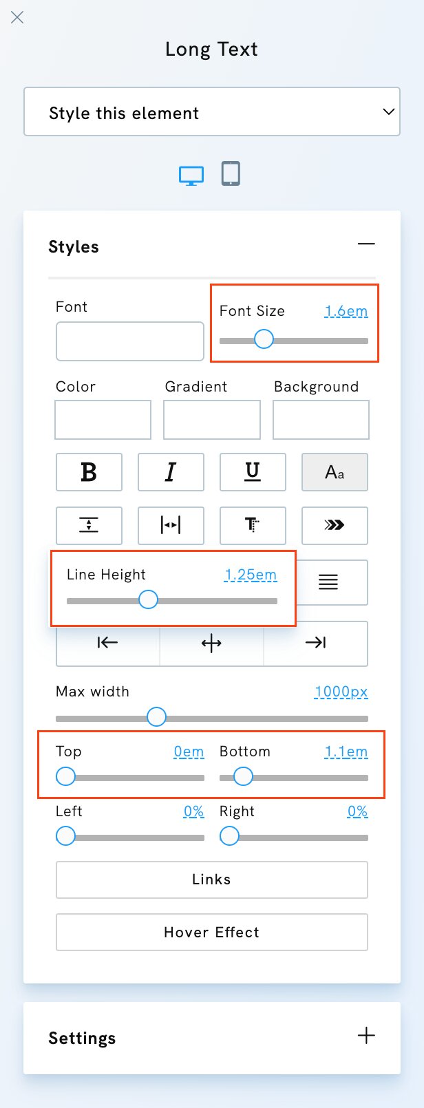 Understanding Styles unit in Portfoliobox