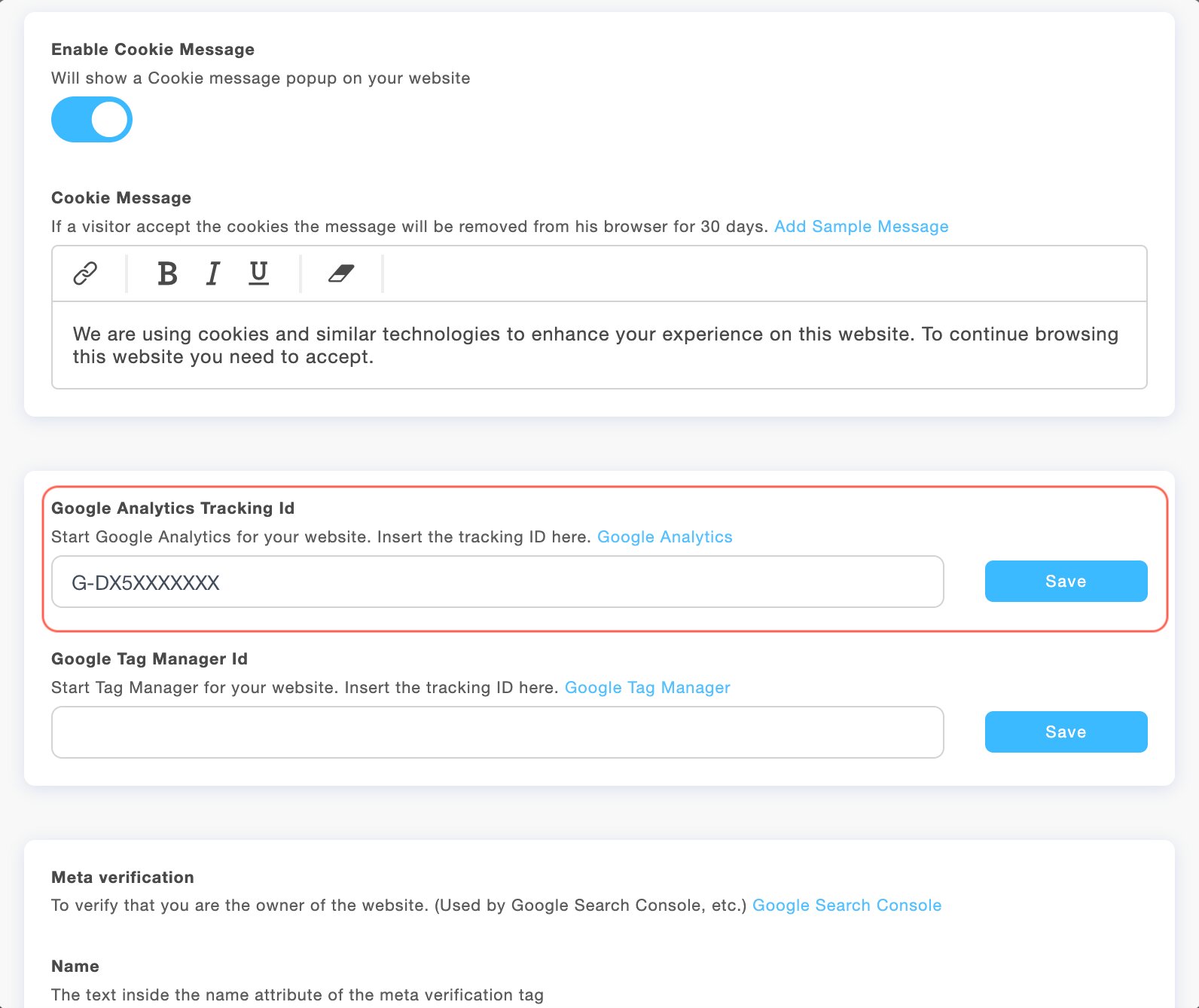 Google Analytics 4 measurement ID