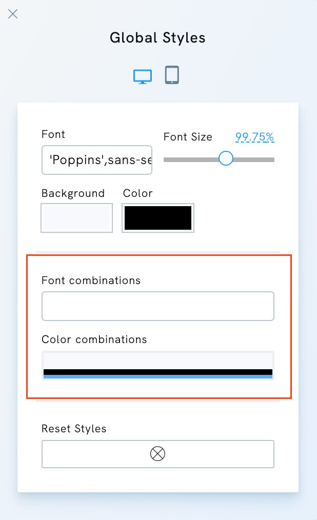 Font and Colour Combinations in Portfoliobox