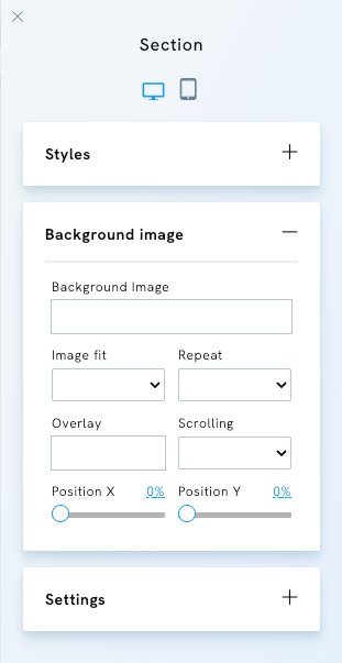 Section Styles - Background image - Portfoliobox